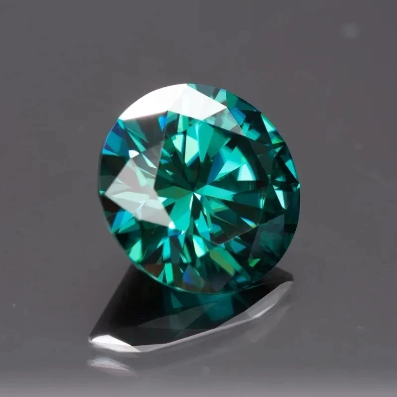 Wholesale Loose Moissanite Stones Emerald Green 0.1~6ct Shining Cut Round shape VVS1 Clarity Lab Grown Gems for Jewelry