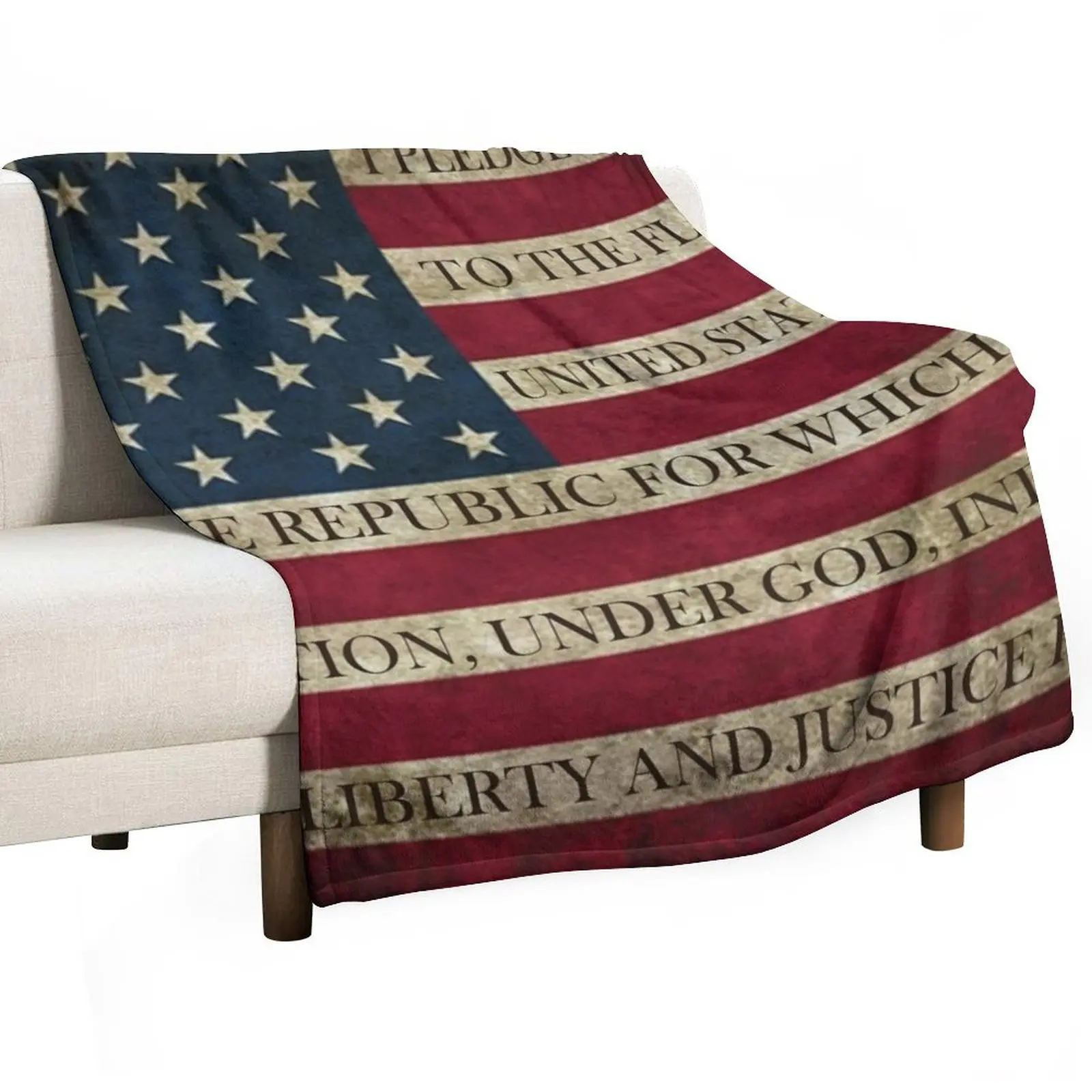 AMERICAN FLAG PLEDGE OF ALLEGIANCE Throw Blanket Furry for winter for babies Blankets