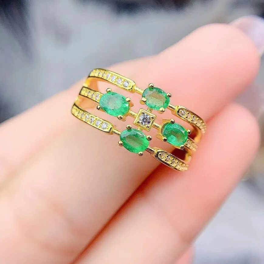 

Emerald Engagement Ring Women's Luxury Silver Ring Gemstone Silver 925 Natural Stone Ring Free shipping Original jewelry