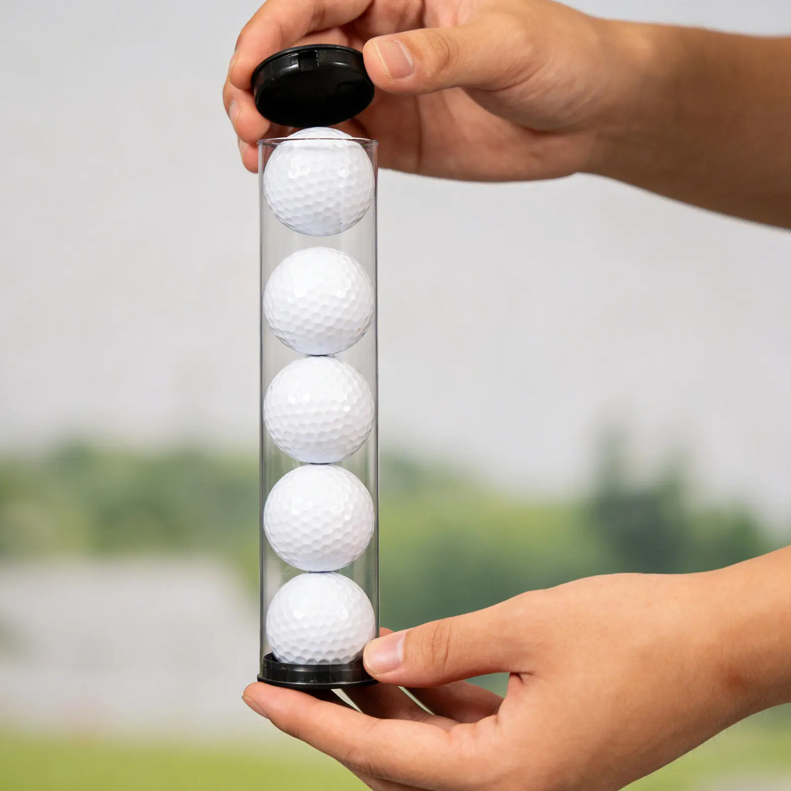 2Pcs Transparent Golf Ball Tubes Plastic Storage Container Caps Portable Golf Protector Tube Display Box Clear Packing Tube