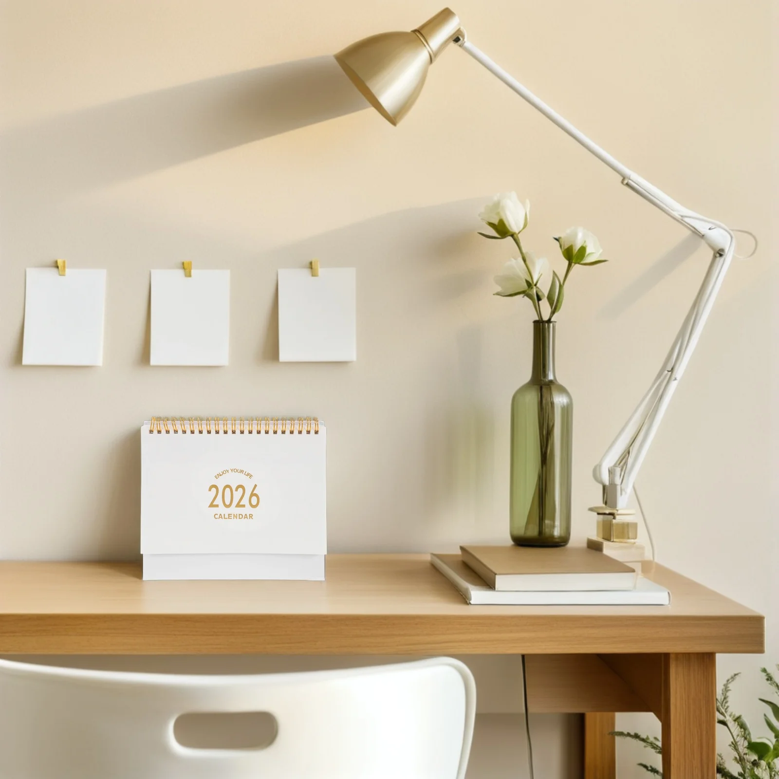 

Compact Desk Calendar 2025-2026: Minimalist Standing Flip Calendar For Home Office School Small Portable Table Top Decorative