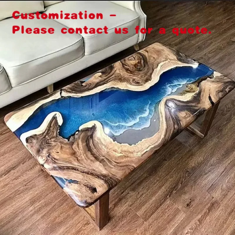 

Современный обеденный стол, квадратный стол River Table, синий стол River Table, кофейный стол