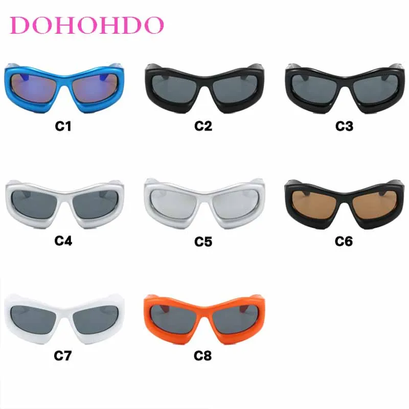 البخار فاسق إطار سميك Y2K الرجال النظارات الشمسية العلامة التجارية مصمم النساء مكبرة في الهواء الطلق القيادة الرياضية المتضخم يندبروف نظارات UV400