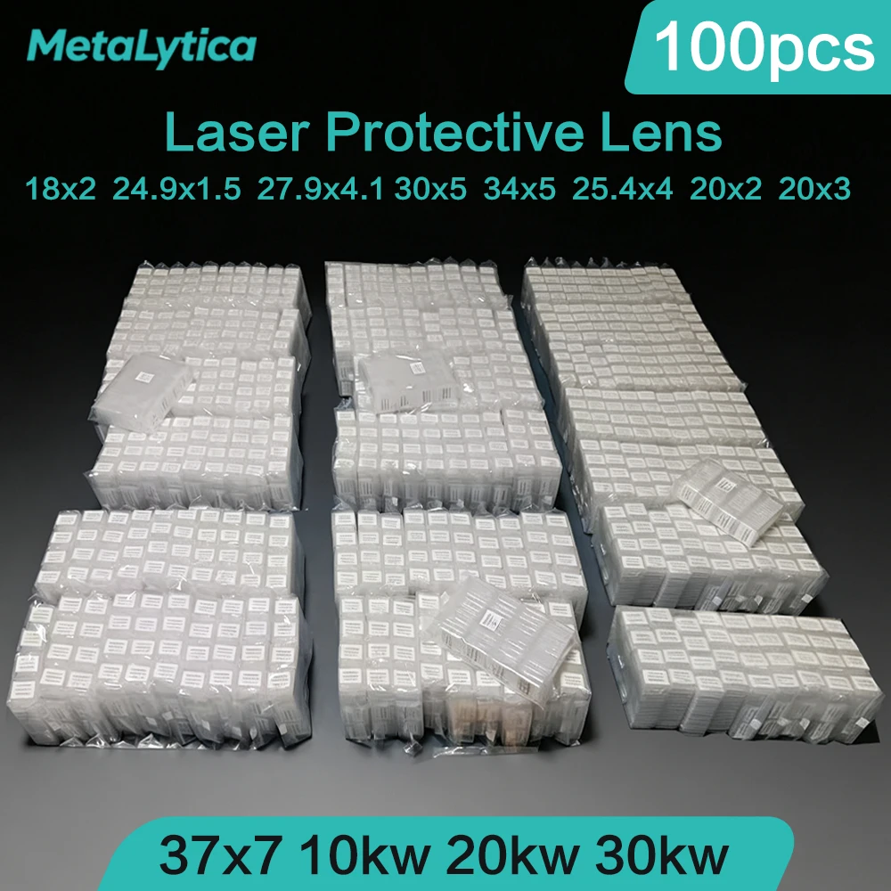 100PCS Laser Protective Lens 18x2 20x2 27.9x4.1 30x5 34x5 37x7 15kw 20kw High Power For Raytools BOCI WSX Laser Cutting Head Len