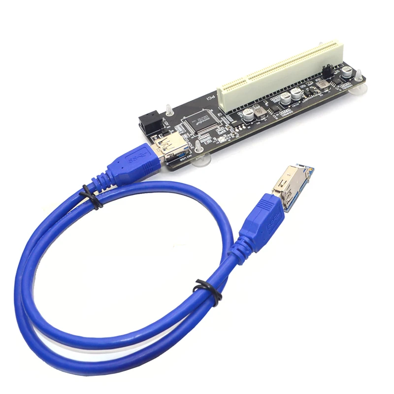 PCIE PCI-E PCI Express X1 to PCI Riser Card Bus Card High Efficiency Adapter Converter USB 3.0 Cable for Desktop PC ASM1083 Chip