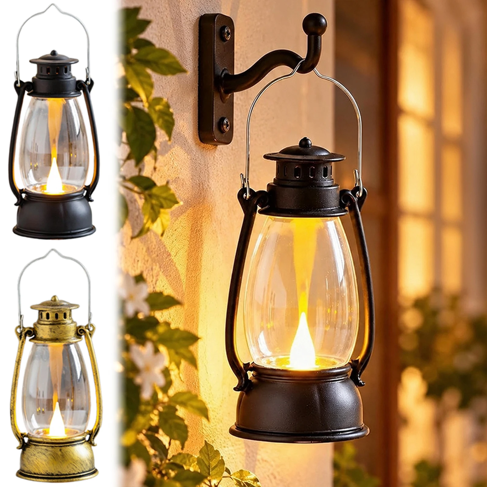 LED Flameless Candle Lantern Vintage Hanging Hanging Rustic Table Lantern Patios And Garden Ambiances Lighting Lantern Gift