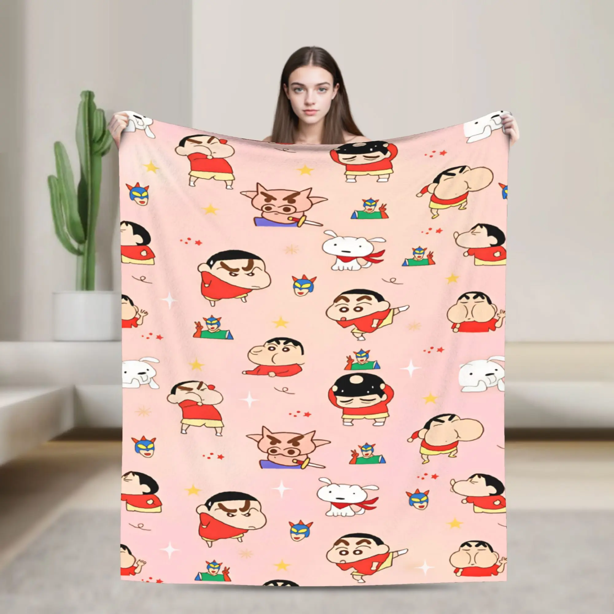 Crayon Shin-chan  Blanket  Warm Soft Street Trend Plush Throw Blanket For Couch Chair Travel Office Flannel Bedspread Bed Cover