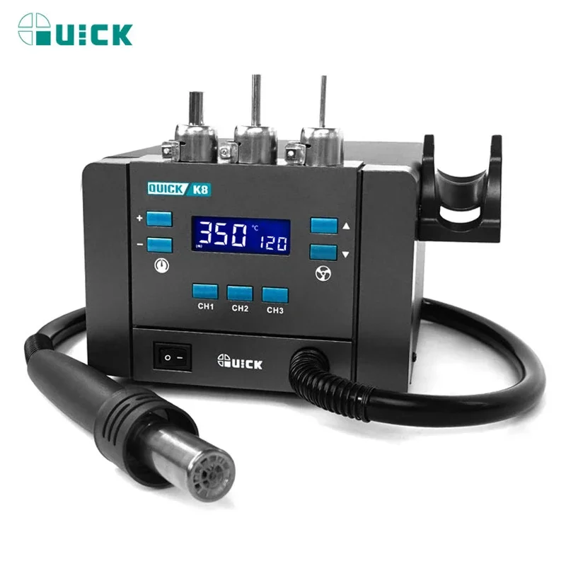 Quick K8 1000W Lead-free Hot Air Desoldering Rework Station Phone Repair Digital Display Hot Air Gun Rework Soldering Station