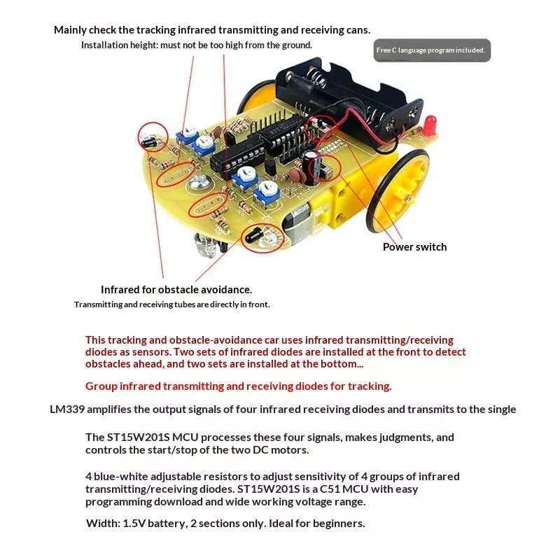 D2-3 intelligent tracking obstacle avoidance trolley kit UNO tracking obstacle avoidance DIY programming maker robot