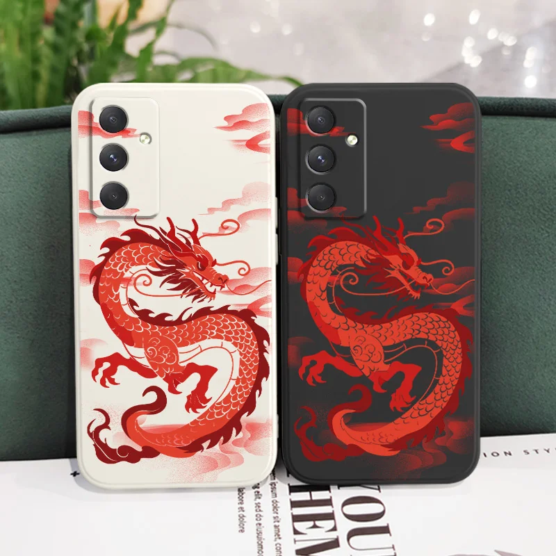 Red Cloud Dragon Phone Case For Samsung Galaxy A55 A35 A25 A15 A16 A06 A05 A05S A54 A34 A24 A14 A04 A04S A04E 4G 5G Cover
