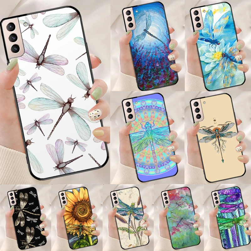 Luxury Dragonfly Phone Case For Samsung Galaxy S21 S20 FE S8 S9 S10 Note 10 Plus Note 20 S22 S23 Ultra Cover