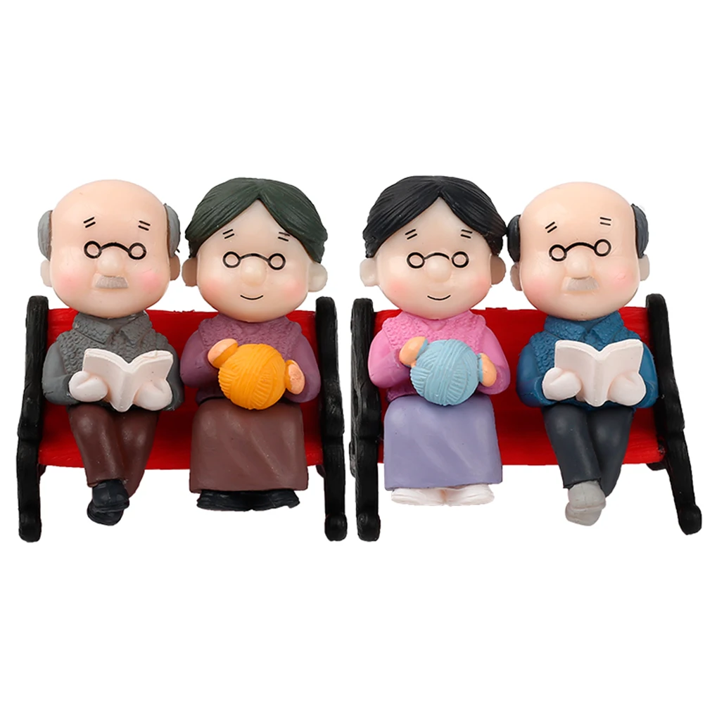 

PVC Succulent Cake Ornament Grandma Grandpa Statue Romantic Lovers Decoration Baking Supplies Desktop Car Gift Garden for Family