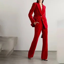 Women's Velvet Two-piece Suit Women's 2-piece Pants Set Woman 2 Pieces Suits Sets Woman Ladies Clothing