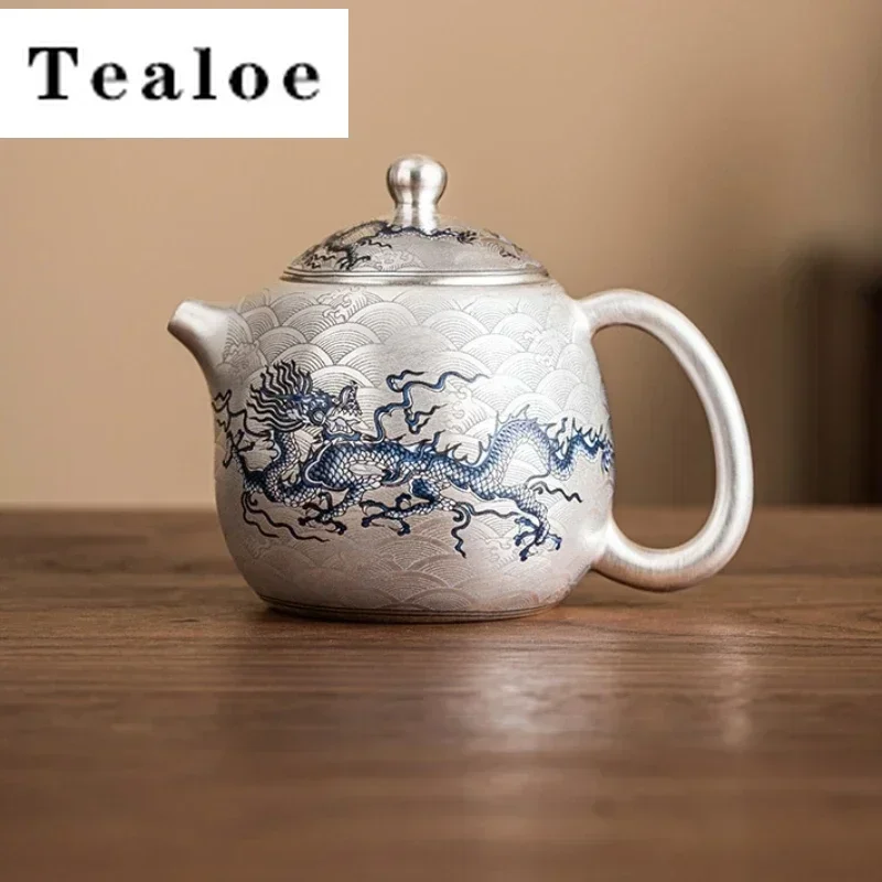 Silver Plating Chinese Porcelain Dragon Kettle Teapot Tea Ceremony Set Milk Oolong Tea Tie Guan Yin Teaware Type