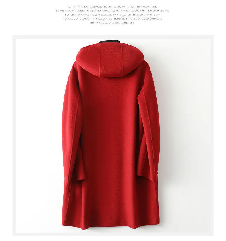 Neue Modische Doppelseitige POLYESTER-Jacke mit Kapuze für Damen Herbst Winter Doppelseitige Woll-Windjacke Eleganter Schlanker Wollmantel – Detail 9