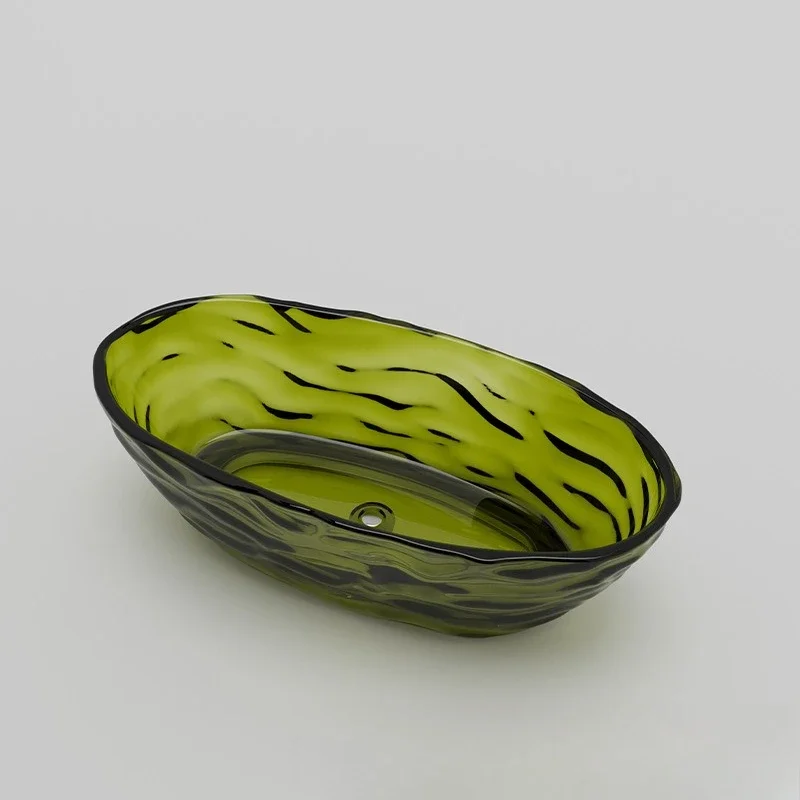 Transparent colored resin integrated freestanding bathtub Home hotel B & B simple ins dream cream wind