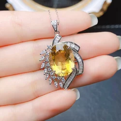 FS Silver 925 Jewelry Necklace With Natural Citrine Gemstones Pendants for Women Wedding Engagement Party Gift Wholesale MeiBaPJ