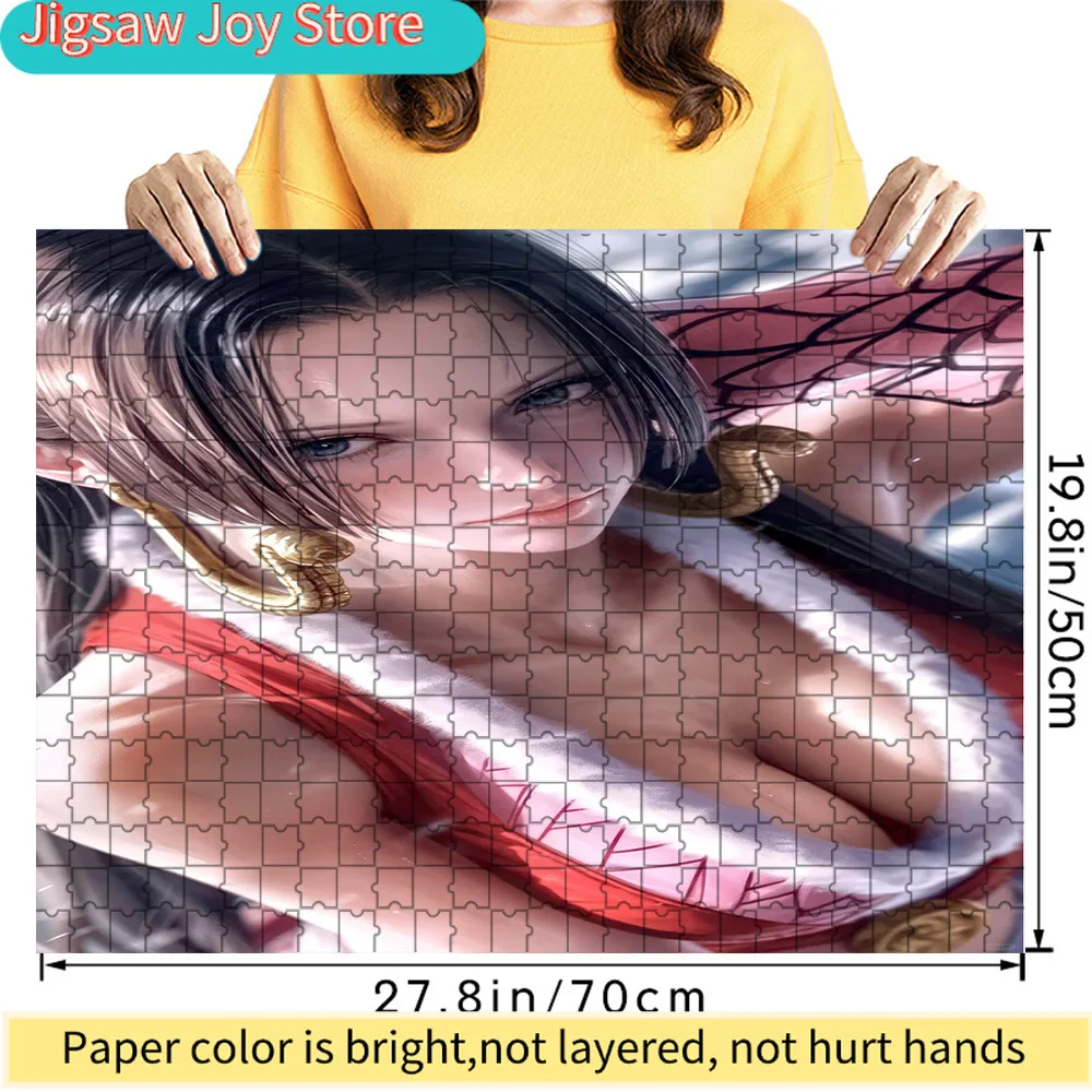 

One Piece Boa Hancock Close Up Long Black Hair Golden Snake Earrings Red Outfit White Fur Trim Art Paper Jigsaw Puzzle, Pirate E