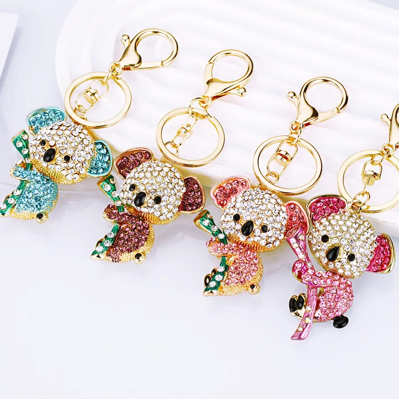 Strass lucidi adorabile portachiavi Koala gioielli di moda regalo per le donne portafoglio per bambini borsa appesa portachiavi decorativo animale