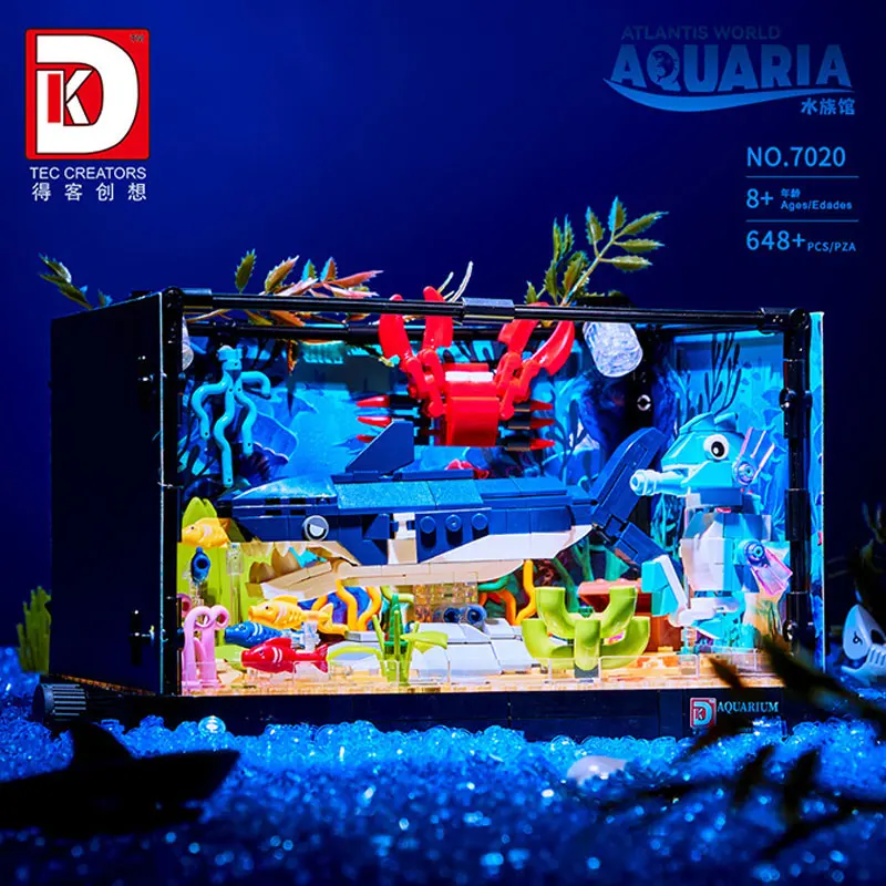 648PCS Shark Ecosystem Marine Habitat Aquatic Life Custom Display Model Terrarium Construction Assembly Kit Educational Present