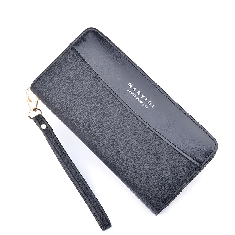 Wallet New Women\'s Long Zipper Purse Clutch Bag Fashion Splicing PU Mobile Phone Bag Large Capacity Wallet