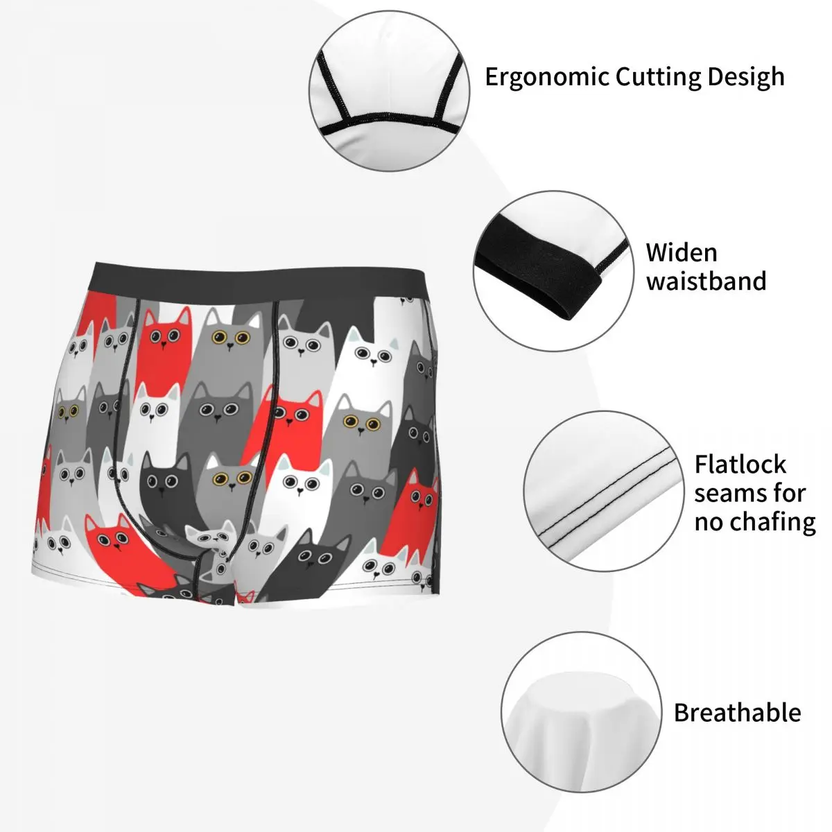 Custom Funny Cute Cats Pattern Boxers Shorts Men Briefs Underwear Cool Underpants