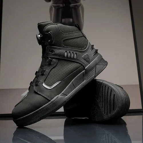 Botas de cuero antideslizantes para hombre, zapatos protectores resistentes al desgaste para Motocross