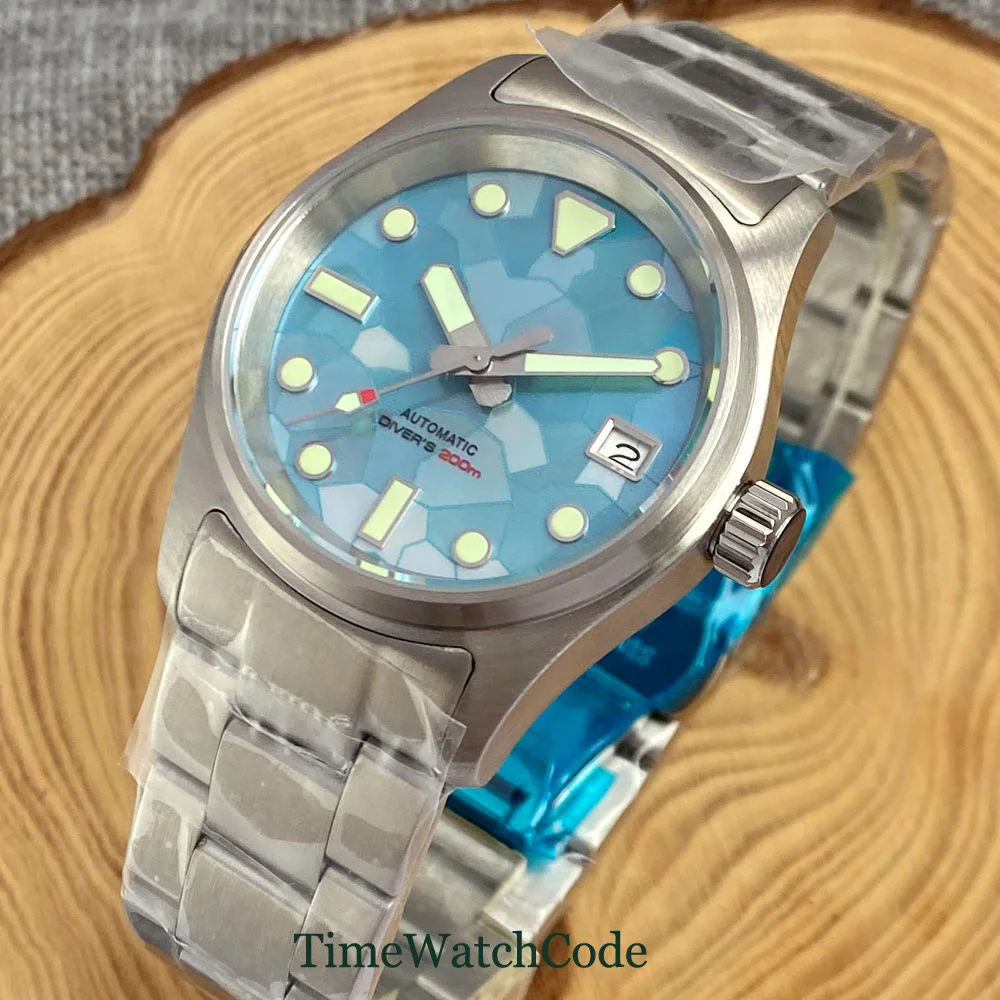 Tandorio Diving NH35A Automatic Watch for Men Movement Mother of Pearl 20BAR 200m Waterproof Sapphire Crystal 316L Bracelet 36mm