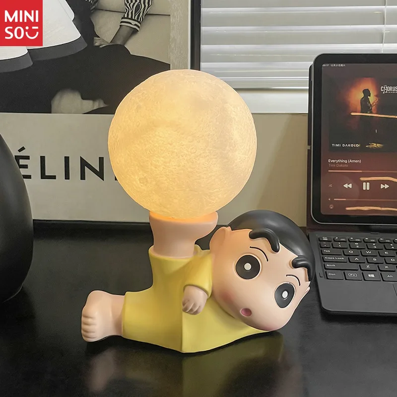 

Miniso Crayon Shin-chan Tap-to-Light Moon Lamp | Touch Control Night Light for Kids Bedroom, Starry Sky Desk Decor