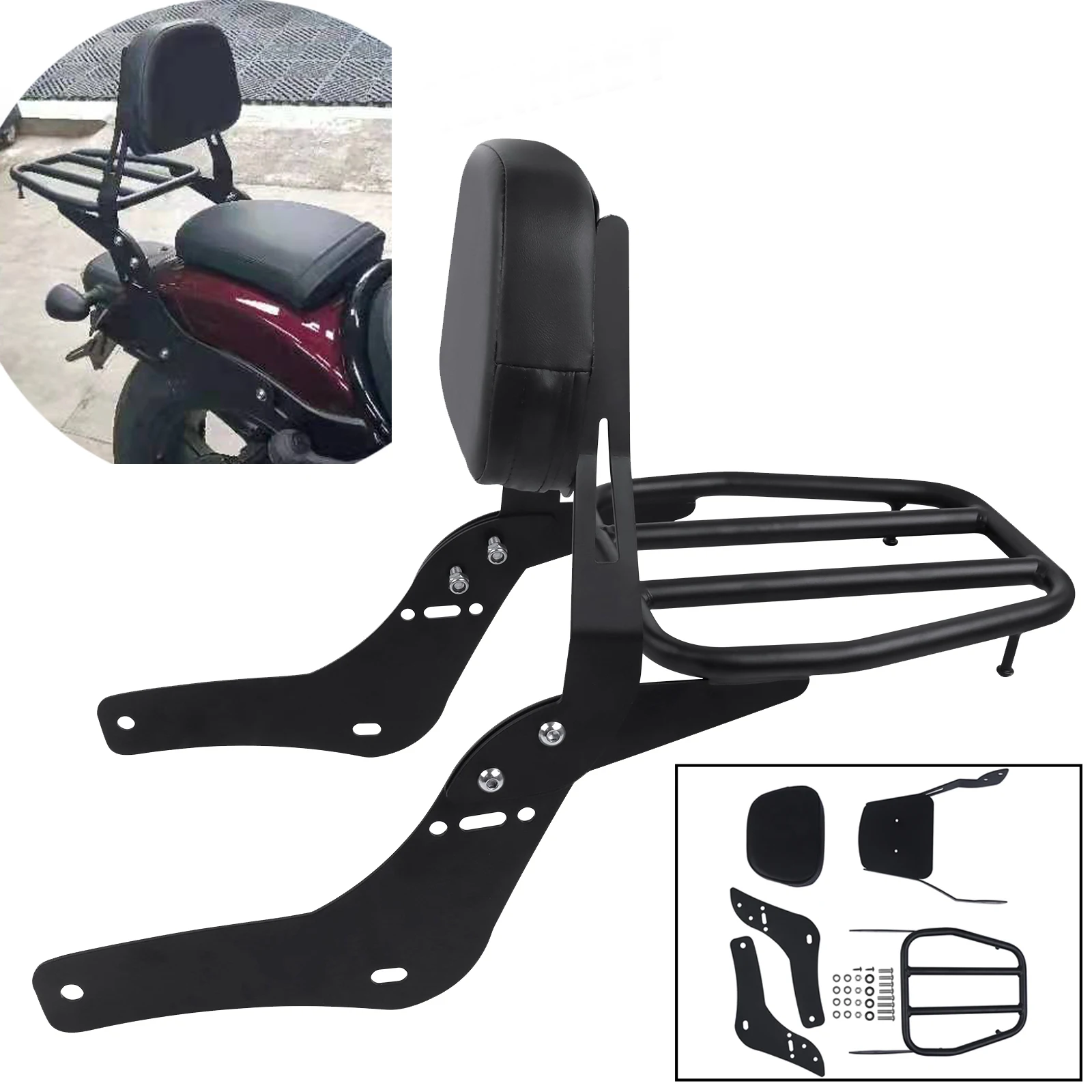 

For Honda Rebel 1100T CMX1100 CM 1100 2017-2025 CMX 1100 2024 Sissy Bar Detachable Backrest Luggage Rack Passenger Rear Seat
