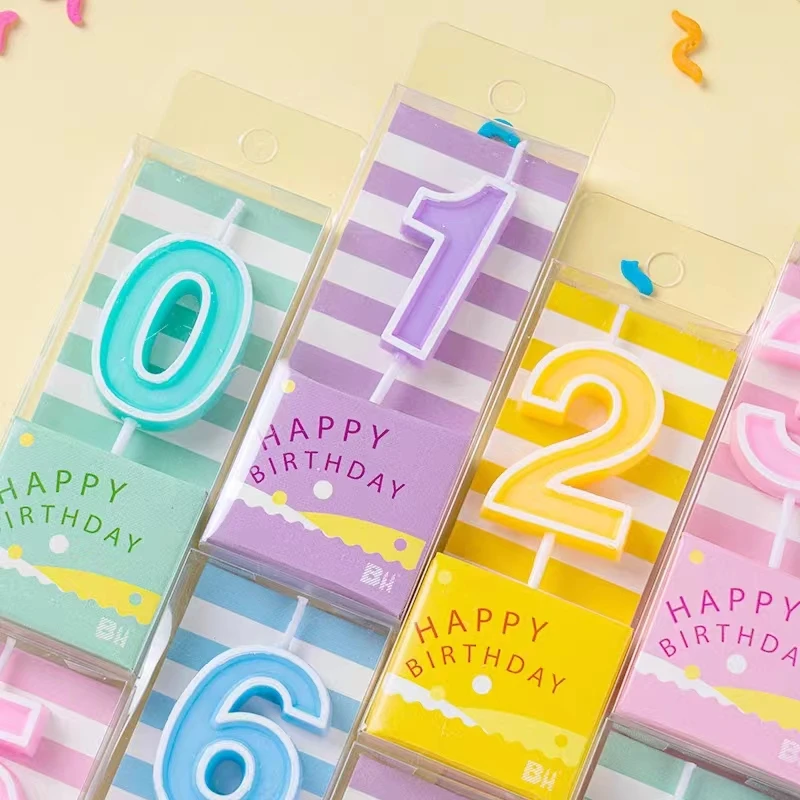 Kinder Macaron Candy Color Happy Birthday Digitale Kerze Kuchen Jahrestag Feier Party Dekoration – Detail 6
