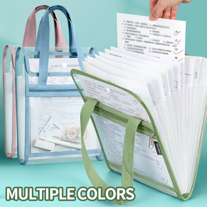 

Прозрачная папка-гармошка HUAJIE A4, 13 карманов, вертикальный портативный расширяющийся органайзер для документов для студенческих предметов Stora