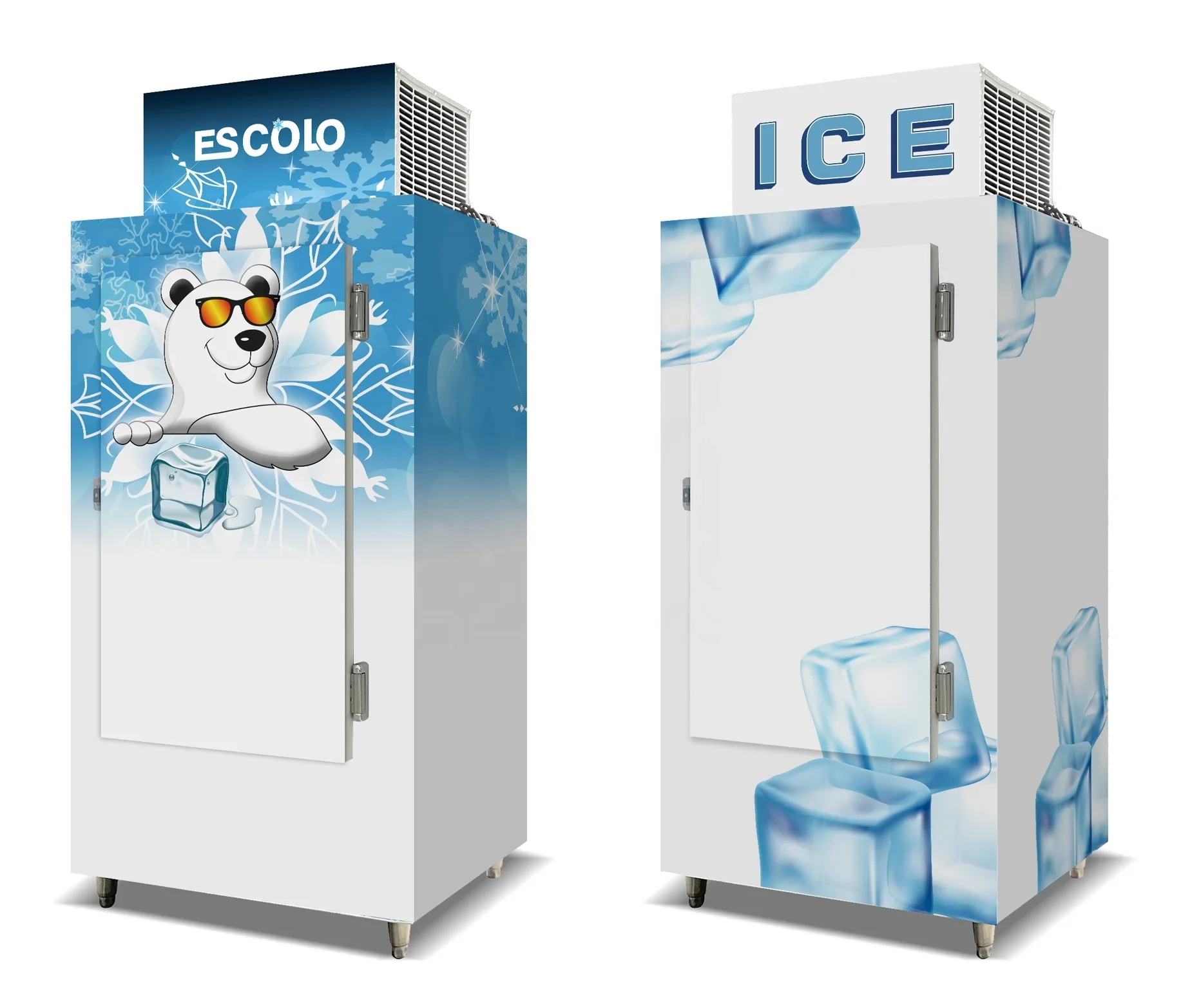 Outdoor Single Soild Door Ice Storage Bin Freezer Dry Ice Storage Container Secop Compressor Icebox Freezer