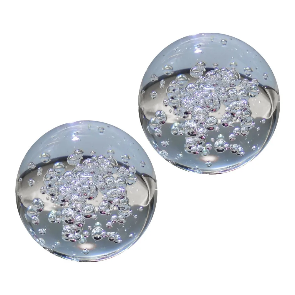 

2Pcs Transparent Glass Balls Artistic Decorative Spheres Home Office Desk Car Interior Accessories Glass Balls