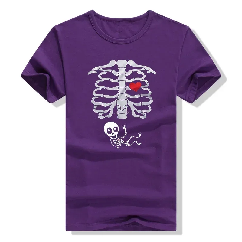 Paar X-Ray Zwangerschap Tee Mannen Burger Eten Grappige Zwangerschap Aankondiging Y 2K Kleding Zwangerschaps-Halloween Skelet T-Shirts