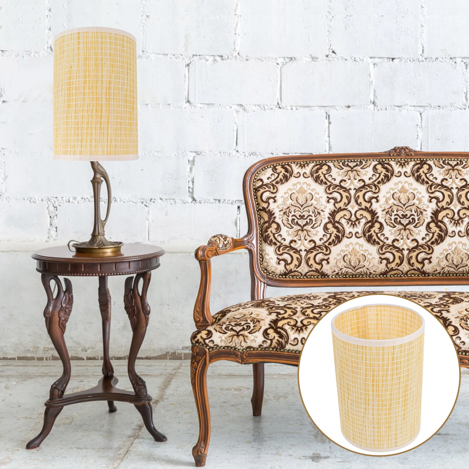 قلادة غطاء مصباح المنسوجة الروطان الخيزران غطاء خفيف ل E27 E14 ريفي سقف معلق تركيبات الزخرفية استبدال #1