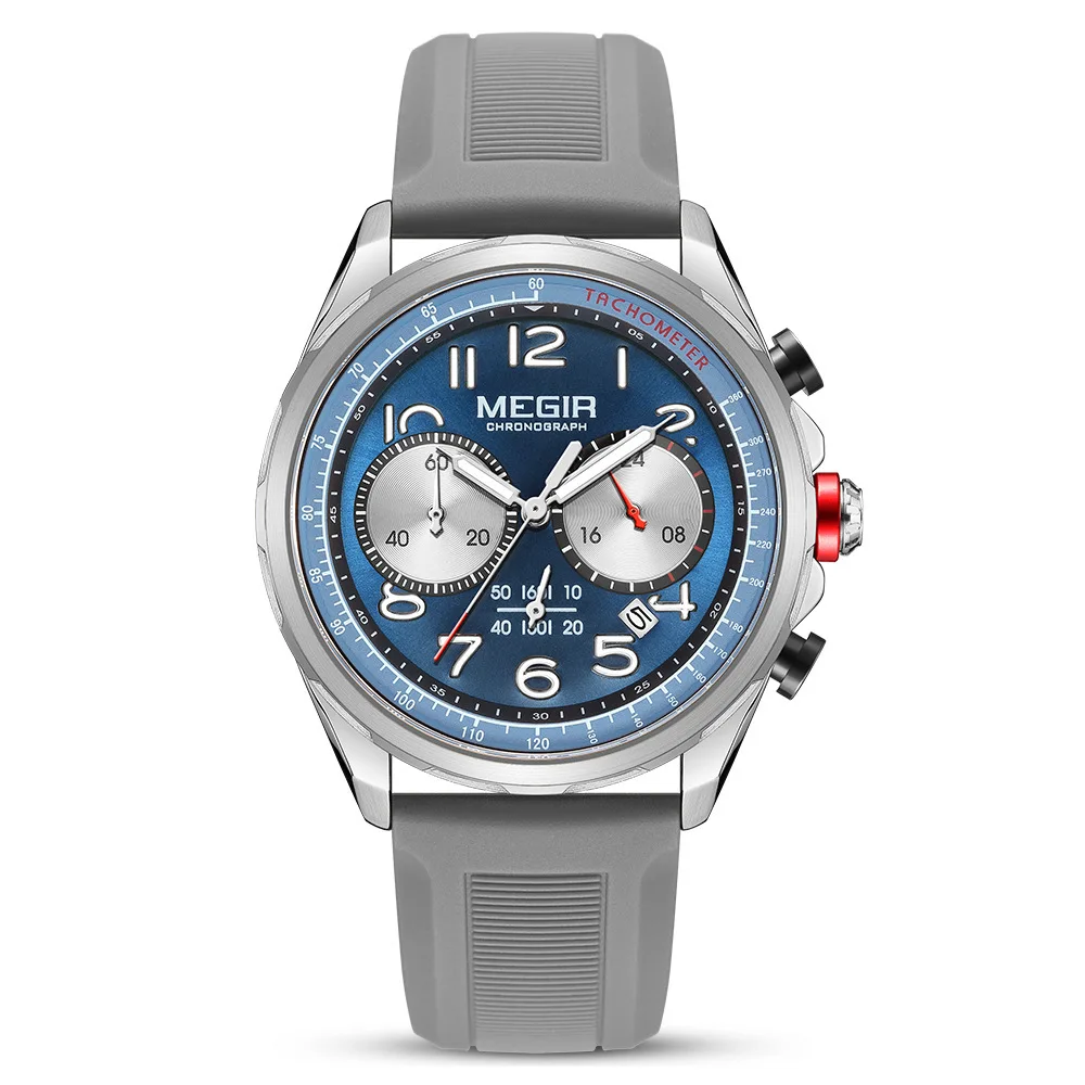 New Fashion Casual Quartz Watch for Men with Multifunction Chronograph and Silicone Strap Round Dial