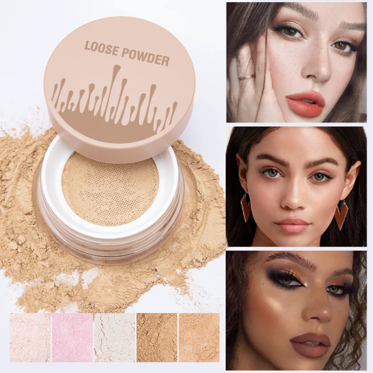 5 Colors Loose Powder Can Reduce Pores and Fine Lines, With a Long-lasting Matte Effect and Natural Facial Makeup Powder