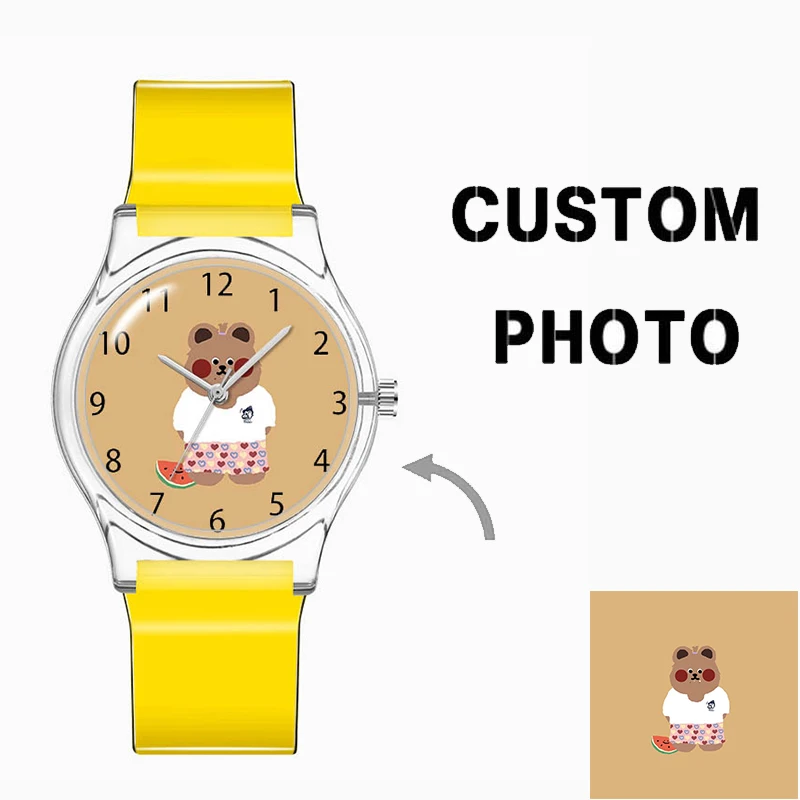 Cartoon Kids Watches with Your Own Design Custom Picture Plastic Quartz Watch OEM Printing Boys Girls Teenager Watch