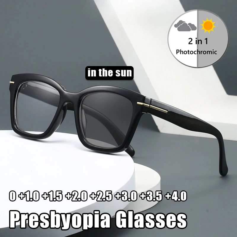 

2026 New Square-Frame Photochromic Reading Glasses for Women High-definition Comfortable Presbyopia Eyewear Diopter 0 To +4.0