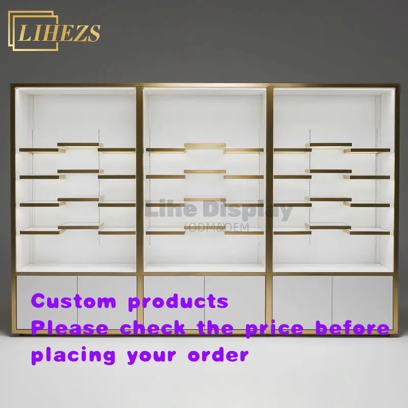 custom.High-End Customized Multilayer LED Lights Eco-Friendly Heavy Duty Jewellery Shelves Jewelry Display Wall Showcase Gro