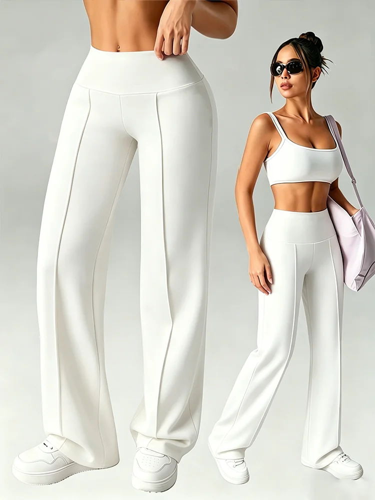 

Women's thin wide leg pants, high waist, casual, straight tube, solid color women's trousers, outside the home daily all match