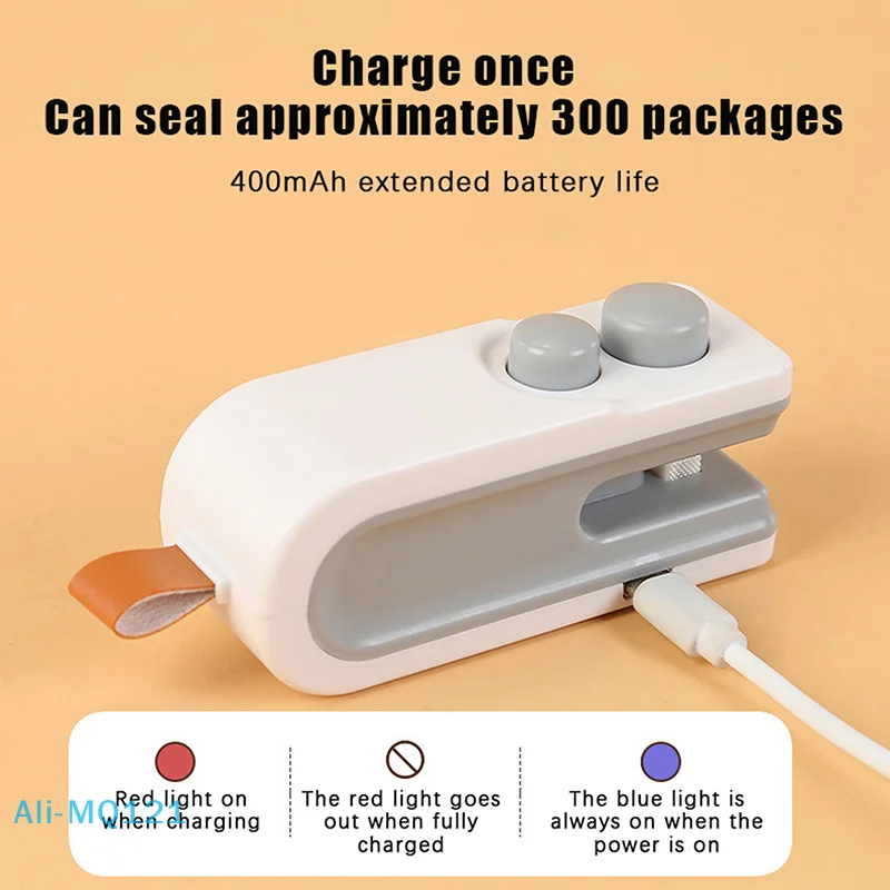 【M】غلق أكياس صغيرة، 2026 جديد 2 في 1 سدادة طعام مغناطيسية، أداة سدادة أكياس رقاقة قابلة لإعادة الشحن عبر USB
