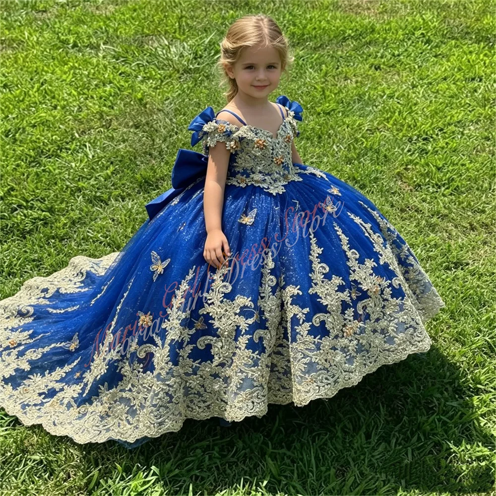 magnifique-robe-de-demoiselle-d'honneur-bleu-roi-pour-mariage-avec-appliques-dorees-et-nœud-robe-bouffante-pour-fete-d'anniversaire-d'enfants-robe-de-concours-de-beaute