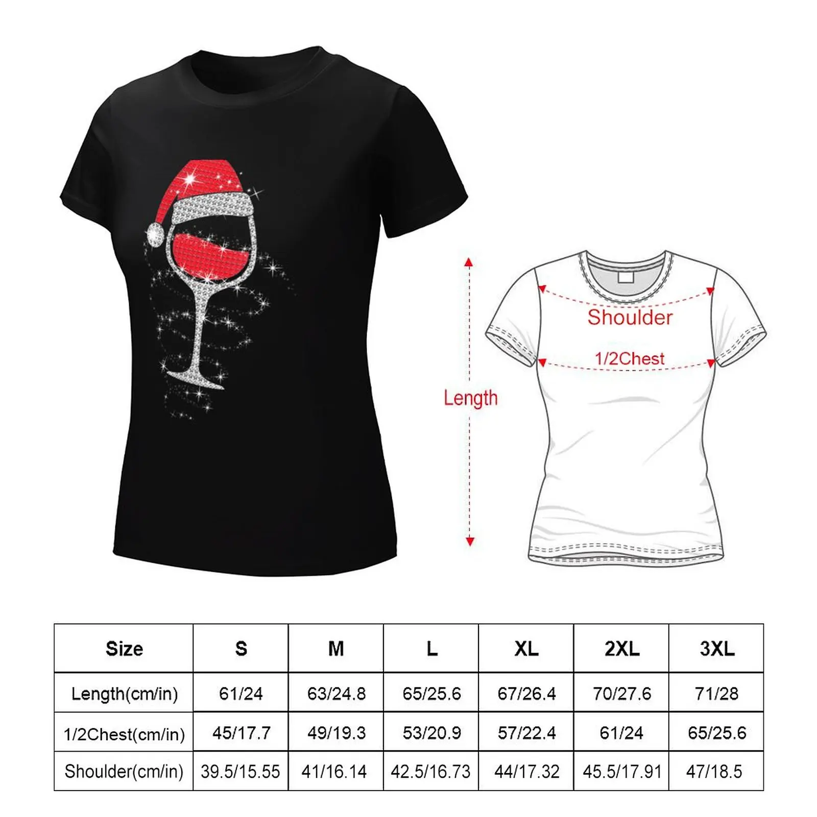 Womens Wine Glasses Santa Hat Christmas Funny Wine Lover Gifts Xmas T-Shirt anime clothes summer tops workout shirts for Women