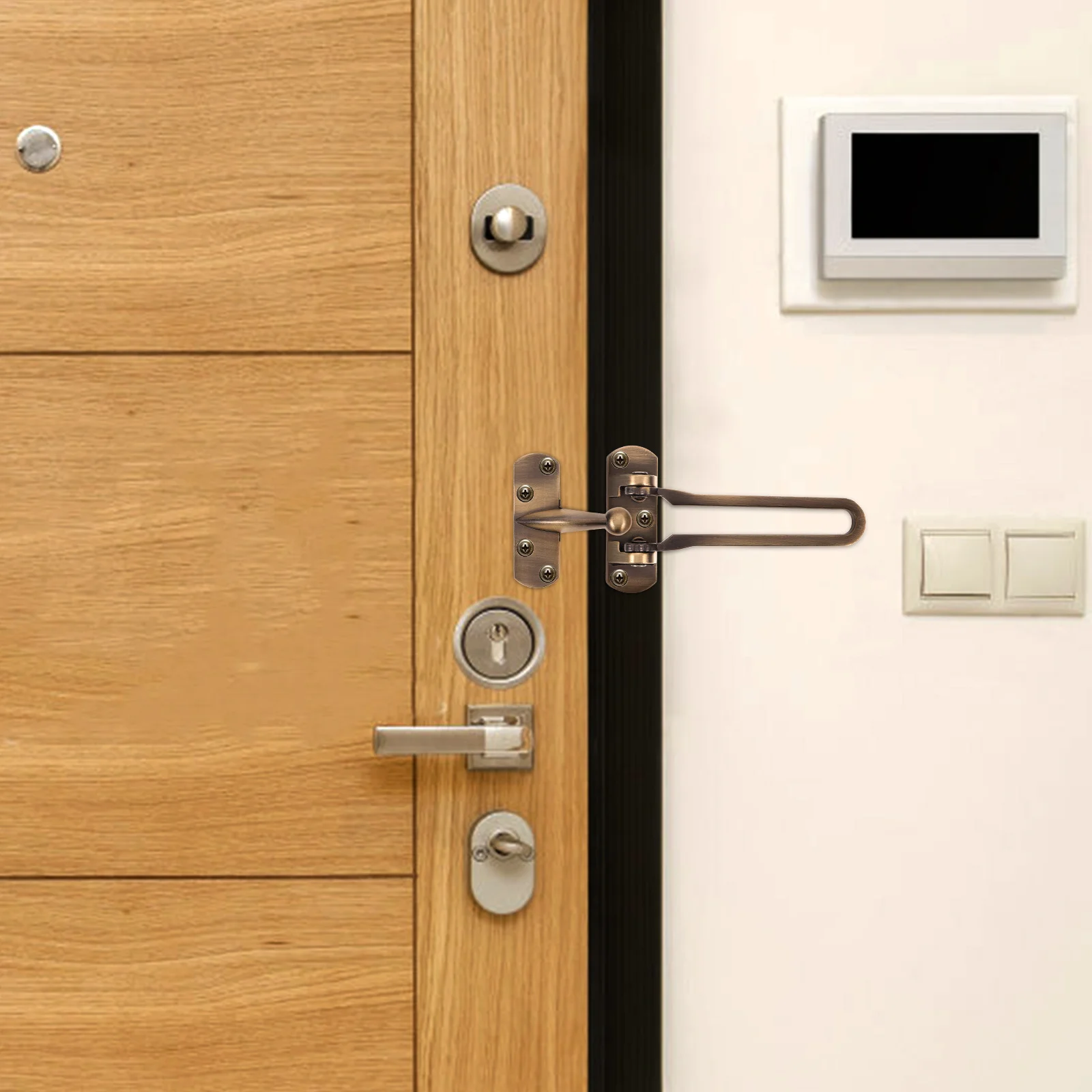 

Robust Security Door Lock Reinforcement No Tools Needed Easy Install Front Interior Door Latch for Home Hotel Safety