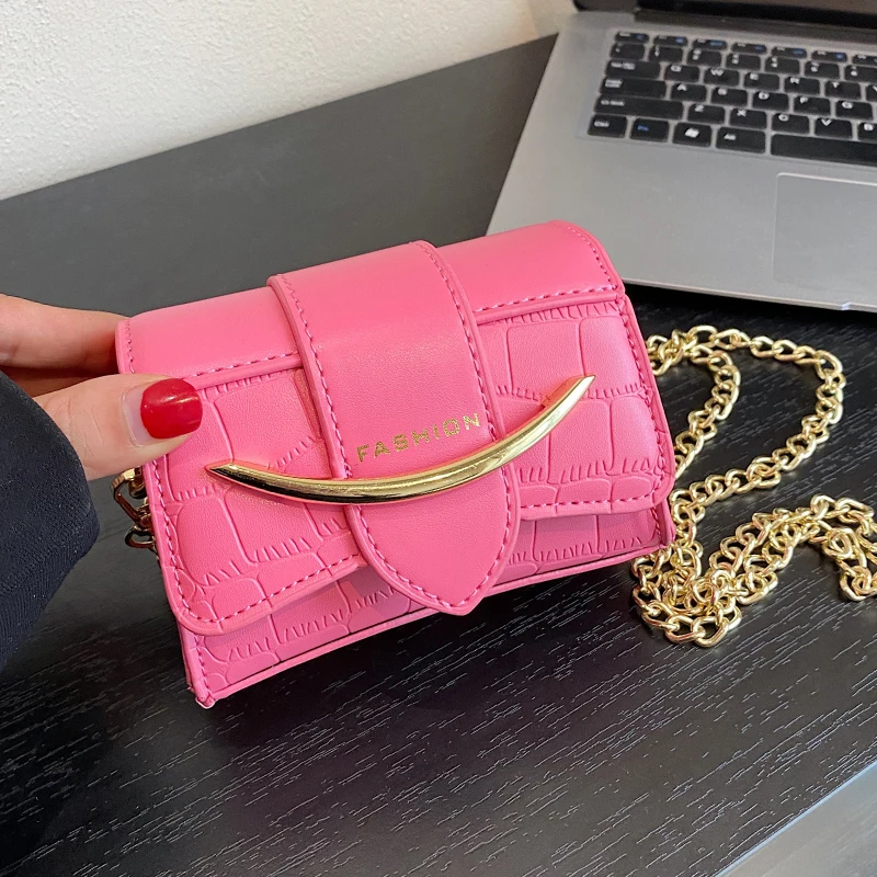 

Black Crocodile Pattern Crossbody Bag For Women Fashion Mini Lipstick Pouch Coin Purse Handbag Solid Color Pu Leather Bag