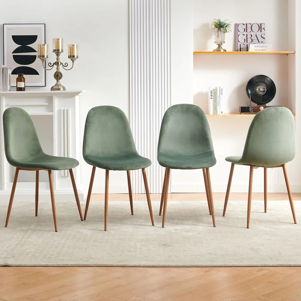 Velvet Dining Chairs Set of 4 - Modern Seating with Metal Legs for Living, Bedroom,Dining Room - Green Chairs for Dining Room