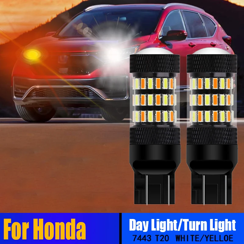 2PCS T20 W21/5W 7443 LED Daytime Running Light Bulbs DRL Turn Signal Lamps For Honda Civic 8 8th Jazz Fit GK3 GE6 7 CRV CR-V 4th