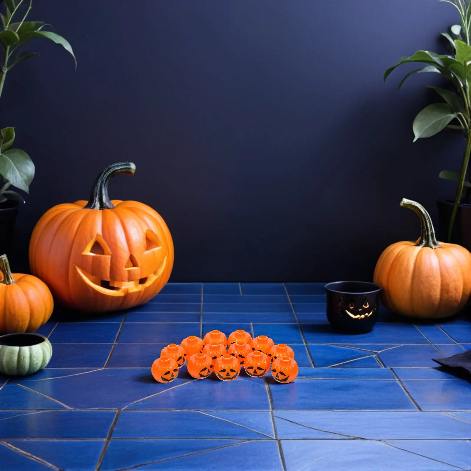 50 Pcs Pumpkin Light String Pendant Fairy Lights Lampshade LED Bulb Cover for Wall Decorative Orange Mini Halloween